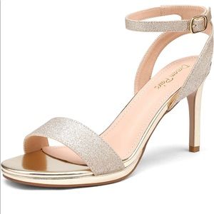 New Dream Pairs Gold Glitter Stiletto Ankle Strap Heels Shoes
